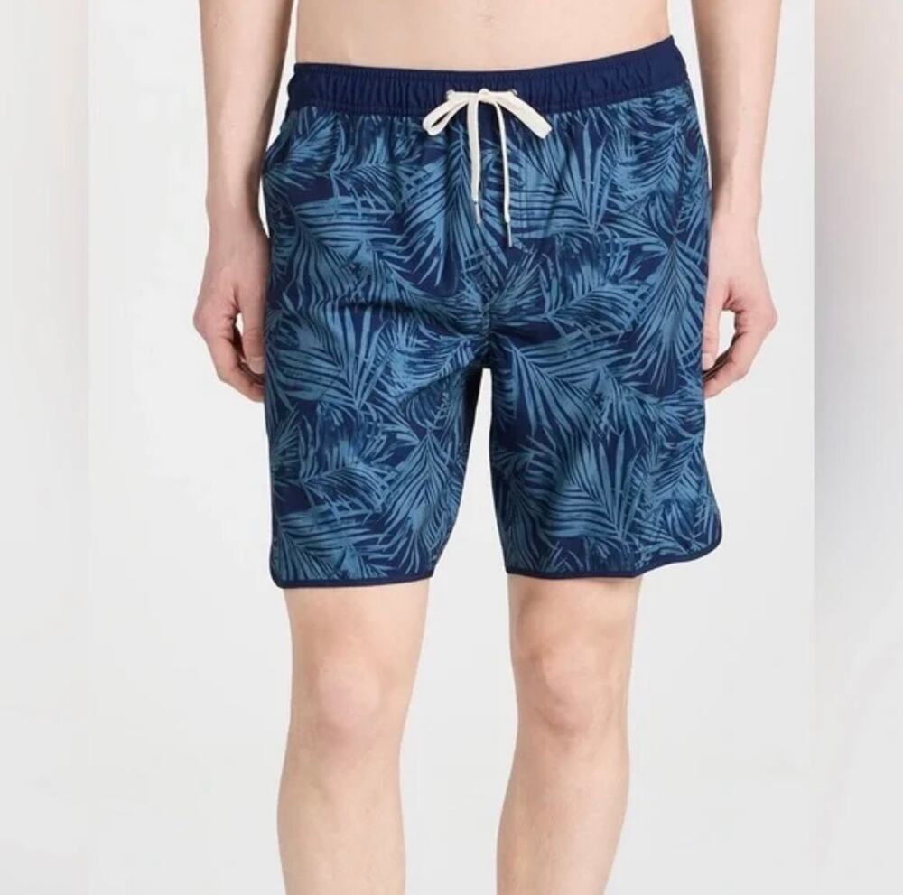 Fair Harbor Shorts Mens Large Blue Anchor Trunk Athletic Swim Pool Beach Lined